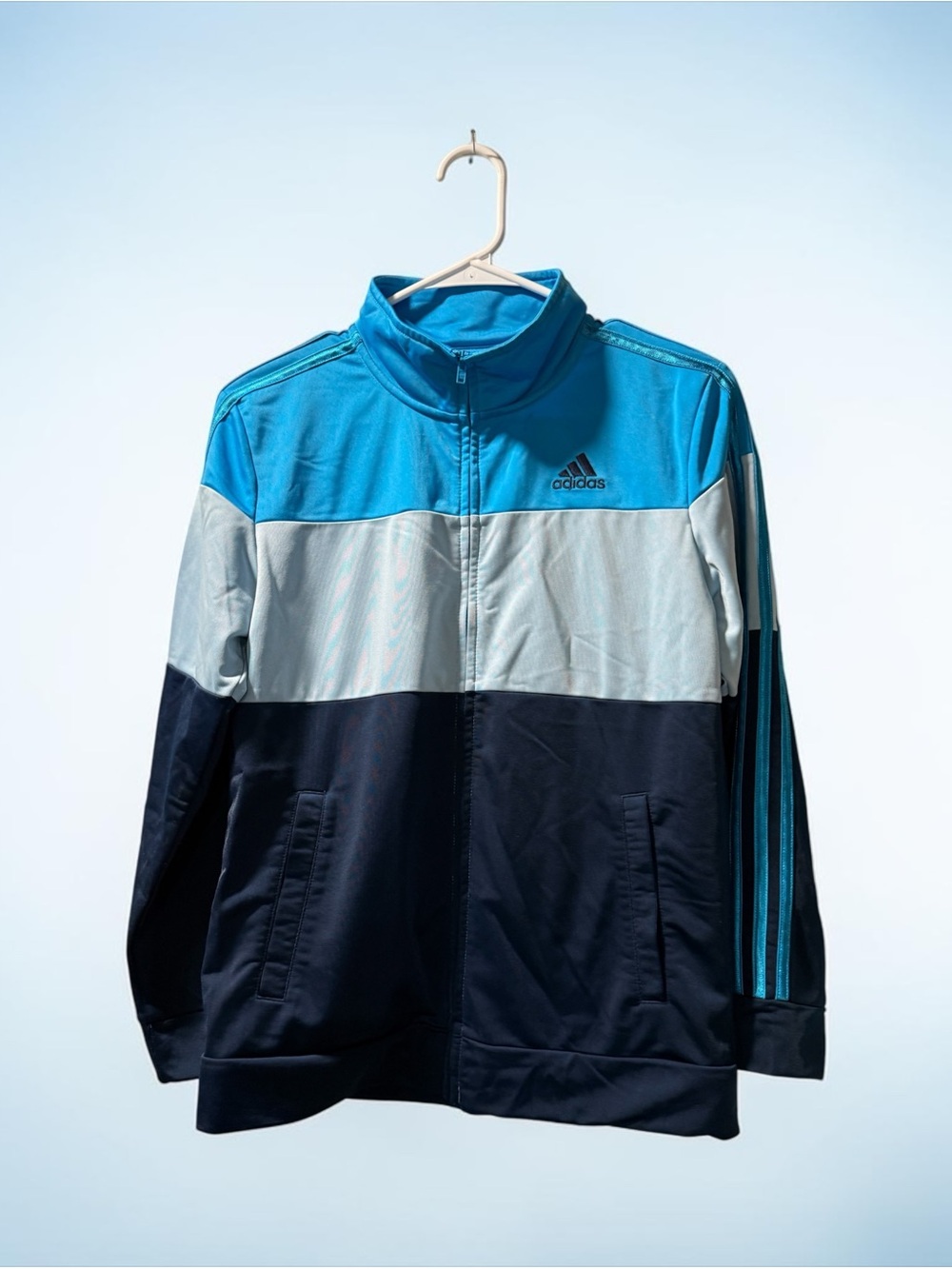 Adidas Boys Youth Blue Colorblock Track Jacket L 14-16 (0426)